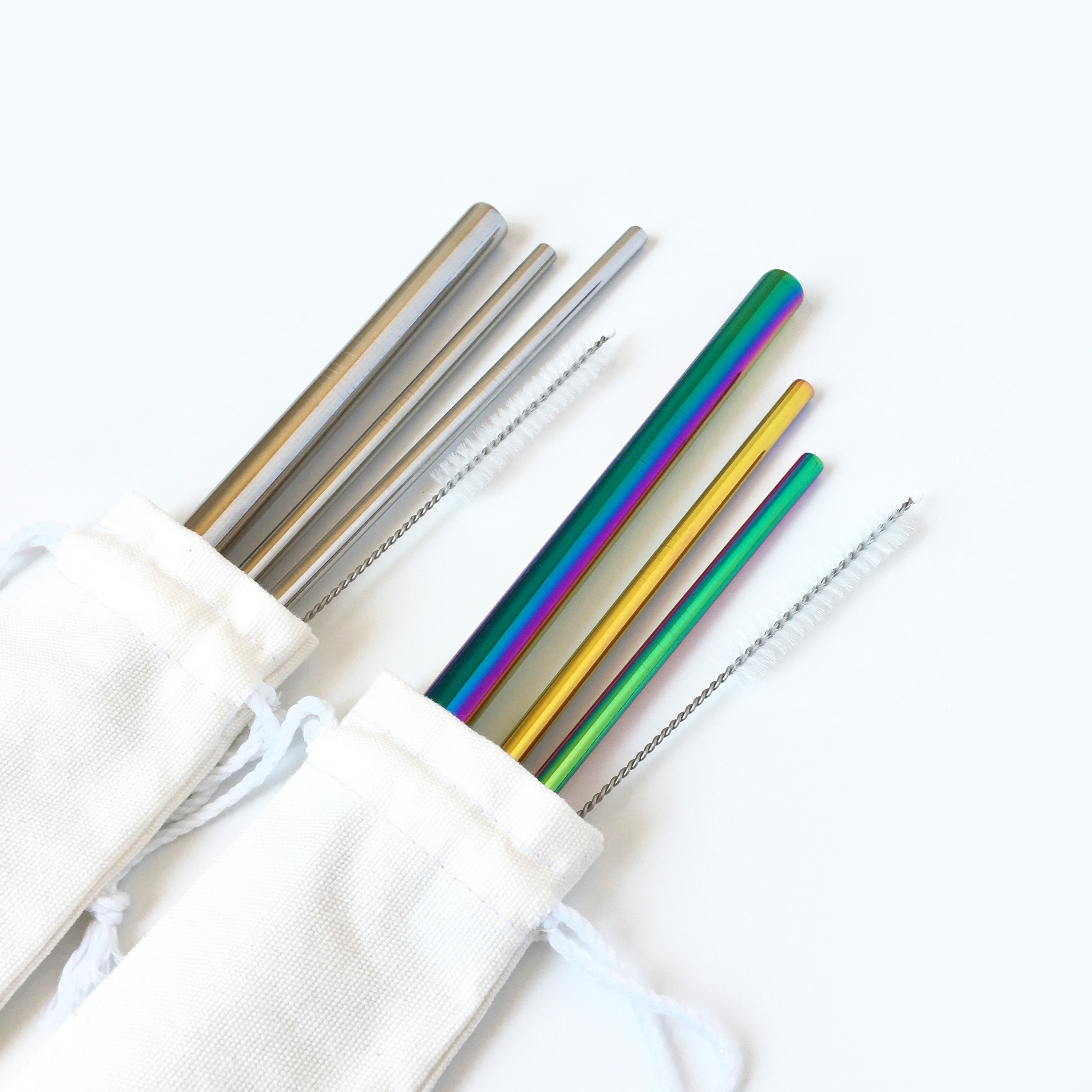 Stainless Steel Reusable Straws, Rainbow Titanium