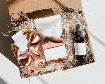 Renew Self Care Kit | birthday gift box, care package for her, spa gift box, bridesmaid proposal, hair scrunchie kit, mother's day gift