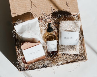 Radiance Self Care Kit | birthday gift box, care package for her, shower steamer gift, bridesmaid proposal, rose body oil, mother's day gift