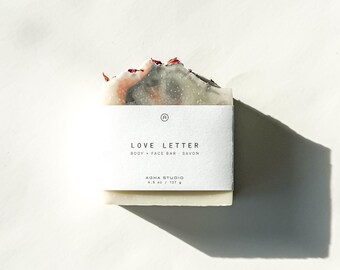 Love Letter Body + Face Bar | Floral Woody Soap Bar, Vegan Handmade Soap, Valentine Gift