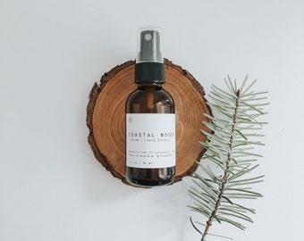 Coastal Woods Room + Linen Spray | natural essential oil room and linen spray, aromatherapy spray, forest scent spray, natural fragrance