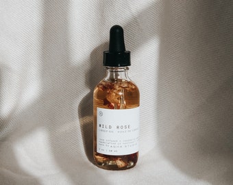 Wild Rose Body Oil | natural body oil, rose infused oil for smooth and hydrated skin, essential oil body care, raspberry seed oil