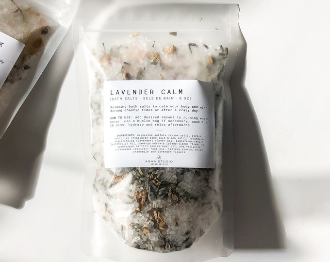 Lavender Calm Bath Salts | natural himalayan salt and essential oil bath, aromatherapy bath soak, calming lavender bath, self care gift