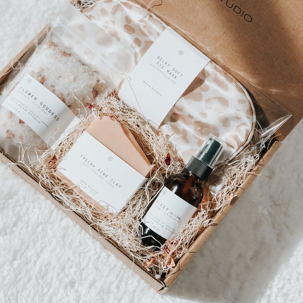 Sleep Self Care Gift Set | Relaxation Spa Gift Box, Natural Bath & Body Set, Sleep Aid Gift for Her, Calming Night Ritual Kit