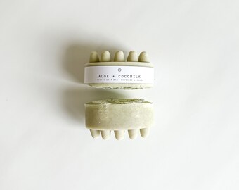 Aloe Cocomilk Massage Soap Bar | natural loofah exfoliating soap, coconut milk aloe soap, handmade vegan body bar