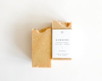 Ginseng Korean Herbal Face Bar | Natural Anti-Aging Facial Soap with Silk Amino Acids | Revitalizing K-Beauty Skincare for Mature Skin
