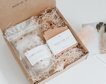 Coffret cadeau minimaliste pour soins personnels | kit soins spa pour elle, cadeau d'anniversaire pour meilleure amie, cadeau fête des mères, coffret cadeau spa