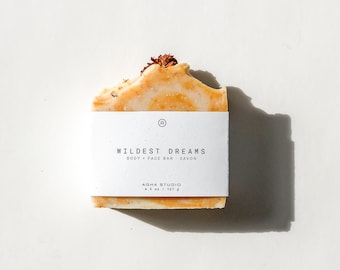 Wildest Dream Soap Bar | Natural Citrus Floral Soap with Orange Peel Exfoliation, Vegan Artisan Face + Body Soap, Handmade Luxury Skincare
