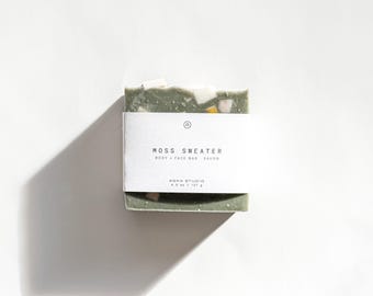 Moss Sweater Body + Face Bar | natural forest soap, vegan handmade soap bar for dry skin, earthy green clay soap, grounding winter body soap