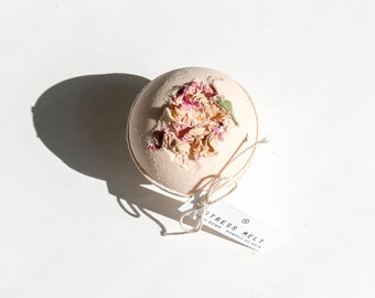 Stress Melt Bath Bomb | essential oil bath bomb, vegan bath bomb, natural bath melt, self care bath soak, rose petal bath bomb