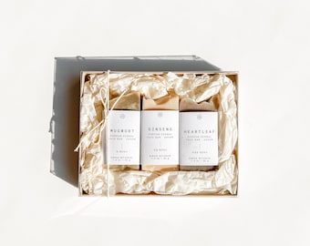 Korean Herbal Face Bar Set | Heartleaf, Mugwort & Ginseng Natural Skincare Soap | K-Beauty Face Soap Gift Set for All Skin Types