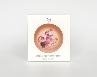 Stress Relief Bath Bomb | Pink Clay and Shea Butter | Relaxing Floral Herbal Fizzy Bath | Handmade Vegan Self Care Gift