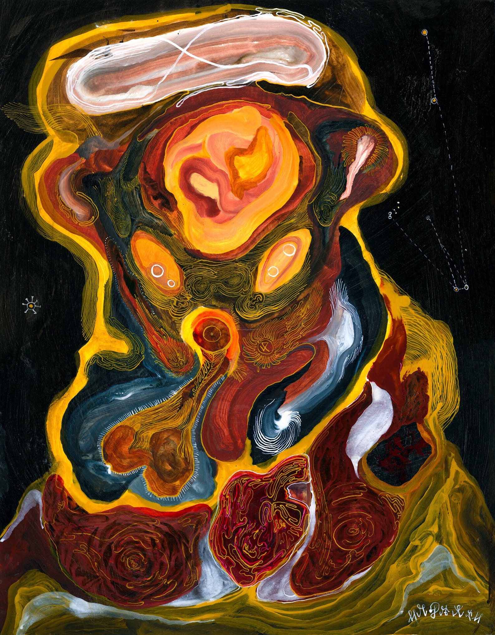 Aura Study 2 Original Ink Painting, 11x14 Esoteric, Occult, Automatic