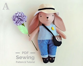 PDF Bunny rabbit Sewing Pattern & Tutorial, Bunny sewing pattern, Bunny plush PDF, Doll with Clothes, Stuffed Toy, Bunny Doll, Toy Tutorial