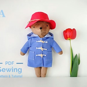 PDF modello di cucito e tutorial per orsacchiotto, modello di cucito per orsetto, orsetto di peluche PDF, tutorial per orsetto in PDF, bambola orso, tutorial per peluche