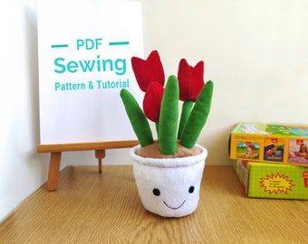 PDF Flowers Sewing Pattern & Tutorial, Gift for mum, Flowers plush PDF, PDF Tutorial, Stuffed Toy, Flower Doll, Stuffed Toy Tutorial