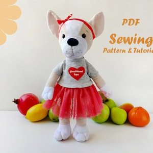 Category-B/ PDF BullDog and clothes Sewing Pattern & Tutorial, dog sewing pattern, puppy plush, PDF dog, Stuffed Toy, Dog Doll, Toy Tutorial