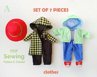 Doll Clothes Sewing Pattern: Blouse, Pants, Coat, Overalls (Category-A) (PDF Pattern & Tutorial)