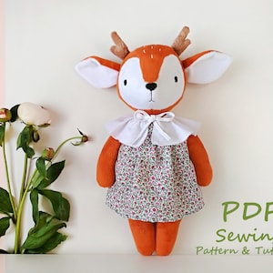 PDF Deer fawn Sewing Pattern & Tutorial, fawn sewing pattern, deer plush PDF, PDF deer Tutorial, Stuffed Toy, deer Doll, Toy Tutorial