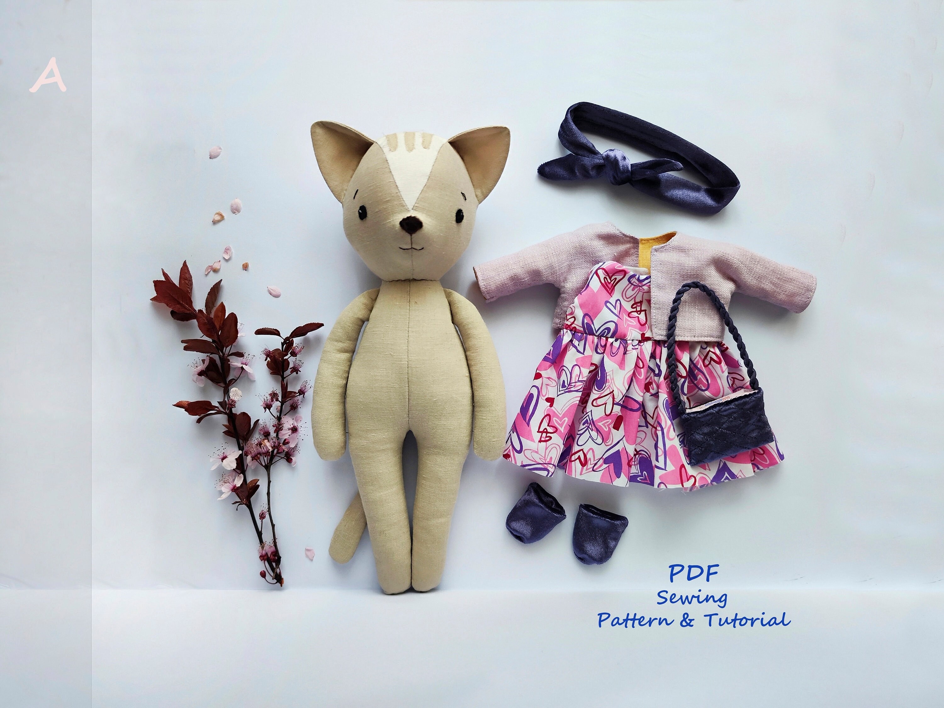 Cat Doll Sewing Pattern With Clothes: Kitten Plush Toy Tutorial (PDF ...