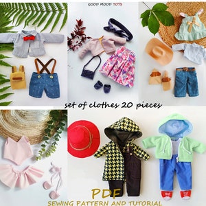 Category-A/ PDF Dolls Clothes Sewing Pattern & Tutorial —  Dress, Blouse, Pants, Coat, Hat, Hoody, Overalls, Shoes, DIY Toy Stuffed Animals