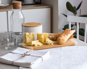 White Linen Cloth Napkins, Set of 4: Reusable Zero Waste Napkins