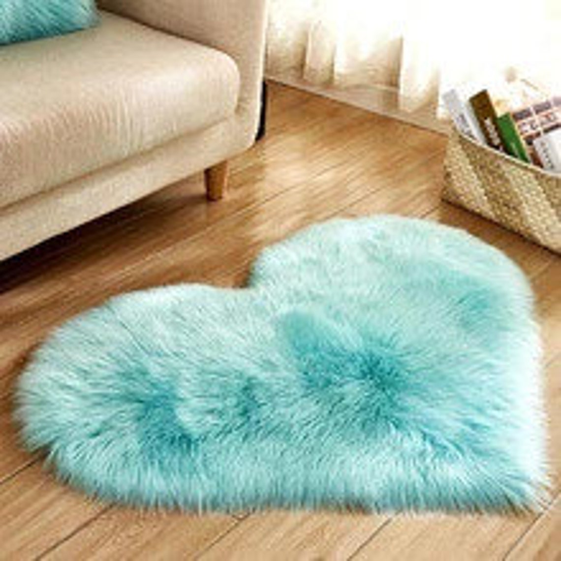 Pack Of 2 Long Hairy Rug Shaggy Carpet Love Heart Shape Fur Etsy