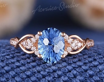 1.6ct Feuerwerk Cut Kornblumen Saphir Verlobungsring Roségold Einzigartige Saphir Ehering Personalisierte Jubiläumsringe Für Frauen