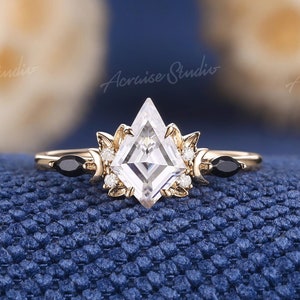 Unique Kite Cut Moissanite Leaf Floral Engagement Ring Rose Gold Nature Inspired Moissanite Wedding Ring Custom Anniversary Rings For Women