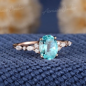 Indicolite tourmaline engagement ring top