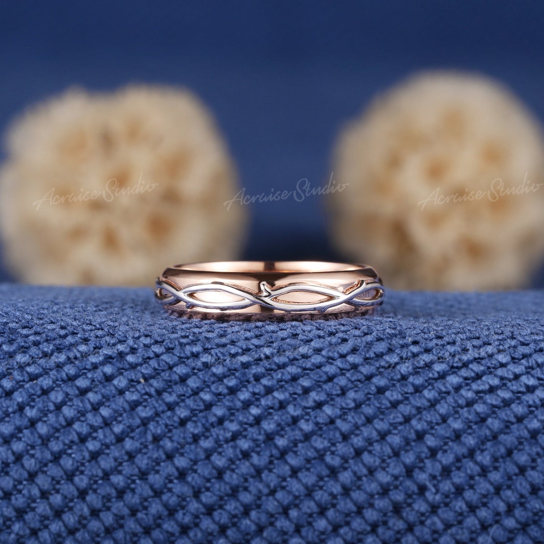 Unique Two Tone Mens Rings Nature Inspired Twisted Branch Design Mens ...