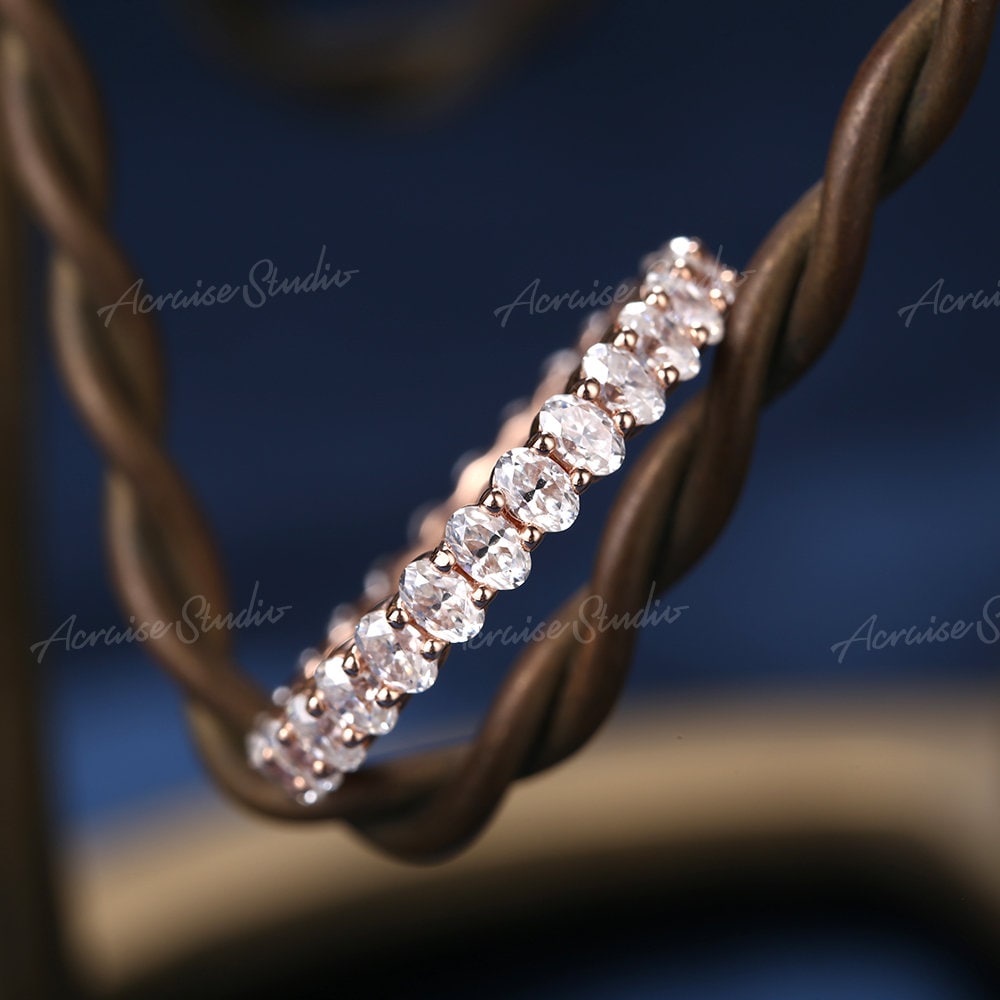 Unique Moissanite Wedding Band Women Oval Cut Full Eternity - Etsy