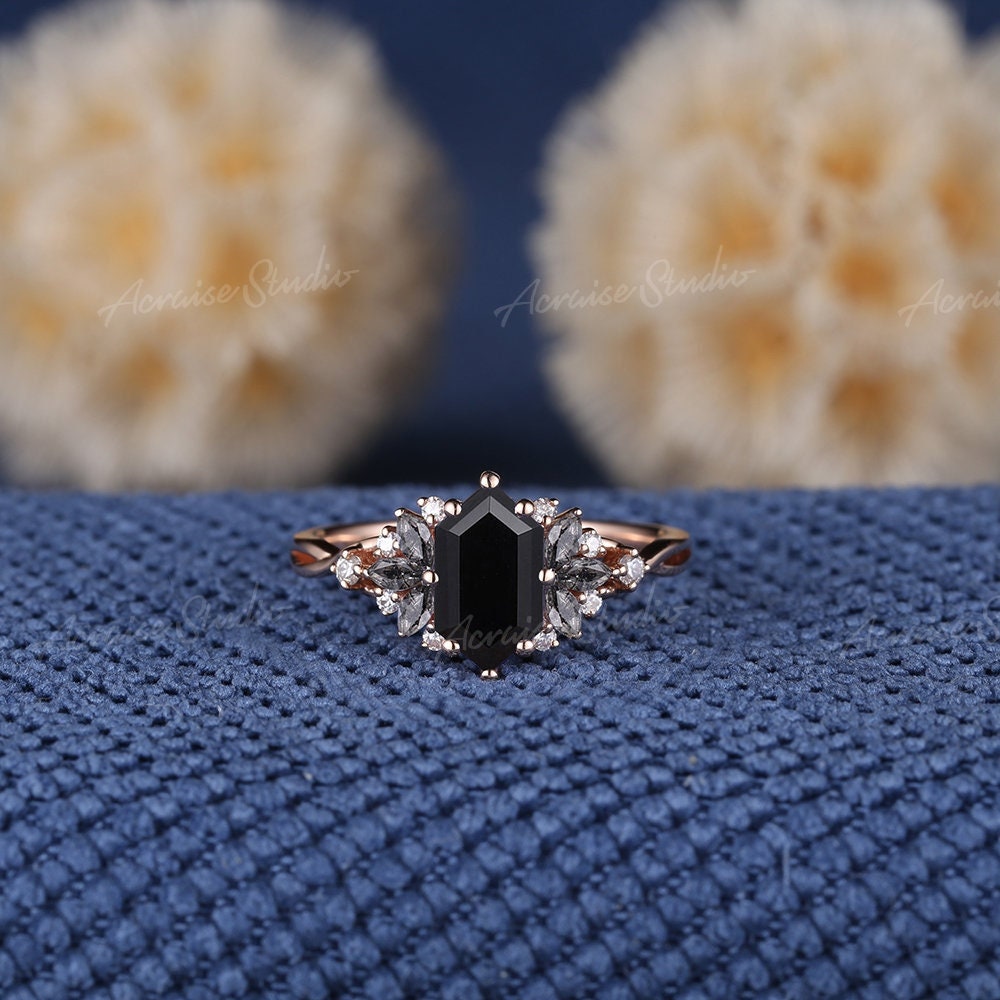 Black Gemstone Ring Etsy Canada