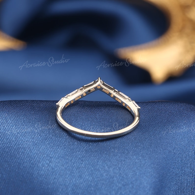 Baguette Curved Wedding Band Diamond Curved Band Women Rose Etsy