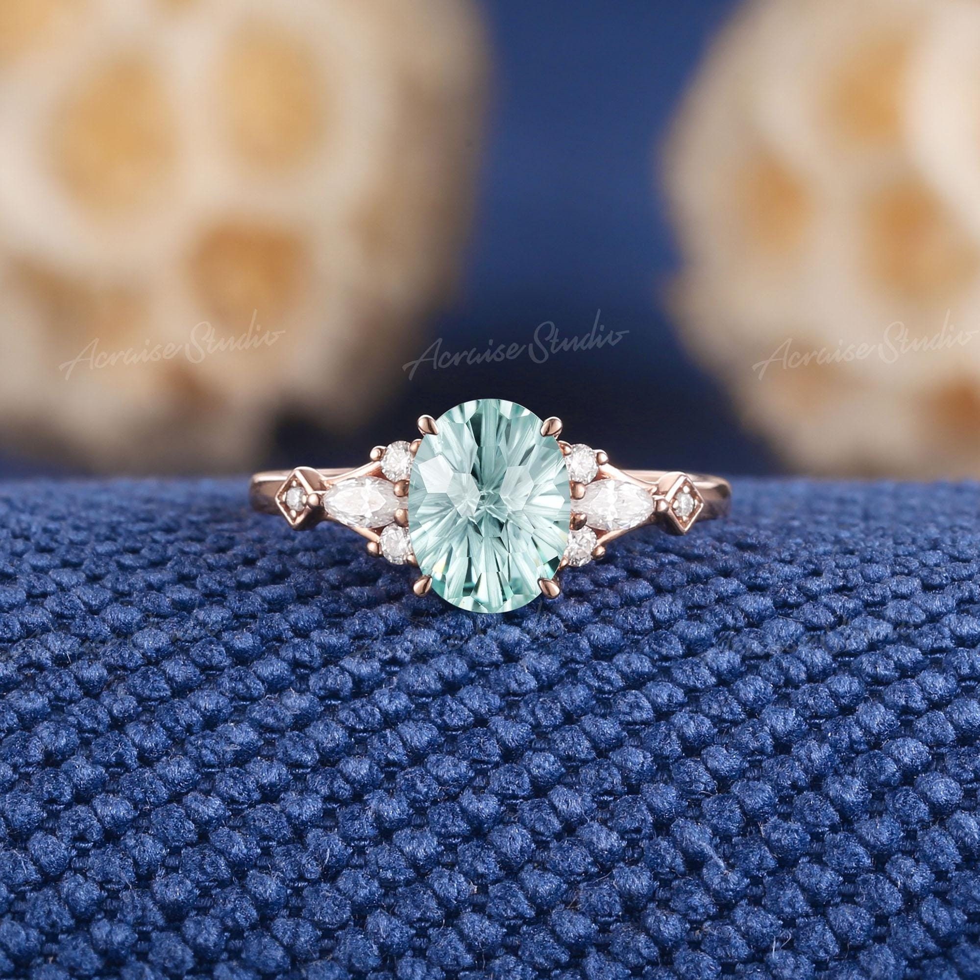 Einzigartige Feuerwerk Cut Saphir Verlobungsring Rose Gold Moissanite Cluster Zweig Hochzeit Ring Handgemachter Schmuck Jahrestag Geschenke Für Frauen