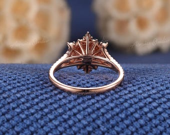 Snowflake Tiffany Rose Cut Diamond Ring Snowflake Moissanite