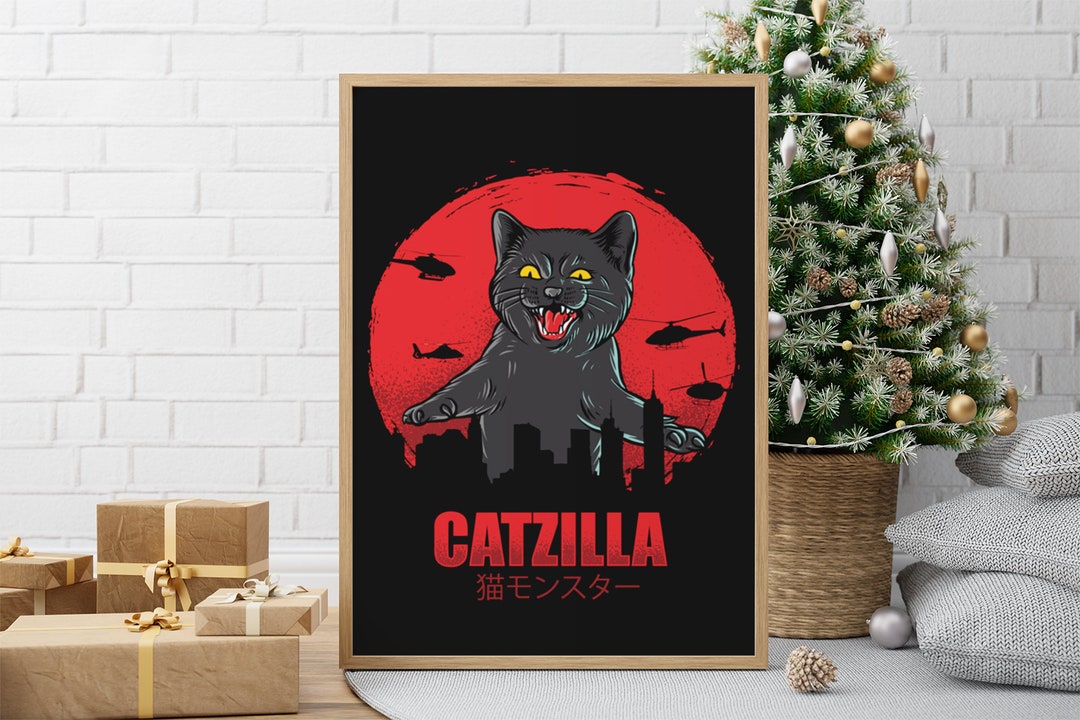 Catzilla | Cat Humor | Cat Lover | Digital Download | Wall Decoration ...
