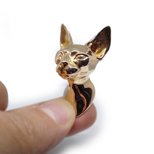 Wall Decoration | Bronze Sphynx Cat | Cat Head Sculpture | Bronze Polished Surface | Shiny Bronze Cat | Gift for her |