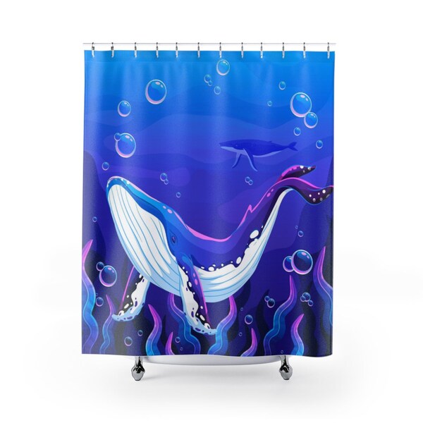 Whale Shower Curtain Etsy