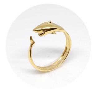 Adjustable Shark Ring | Shark Jewelry | Gold Plated | 14K | 18K | Rose Gold | Silver | Shark Enthusiast | Women&#39;s Jewelry | Shark Gift