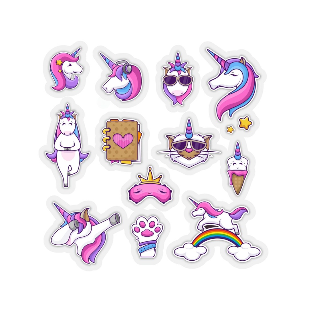 Unicorn Stickers Rainbow Unicorn Stickers Cute Sticker Etsy