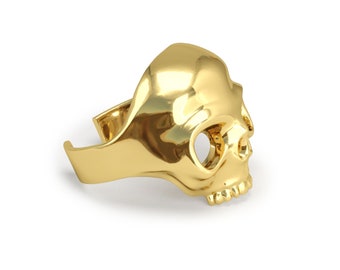 Anillo craneal ajustable| Joyas de calavera | | chapado en oro 14K | 18K | Oro rosa| Dinero | Apasionado por el gótico| Rock and Roll | Regalo motero |