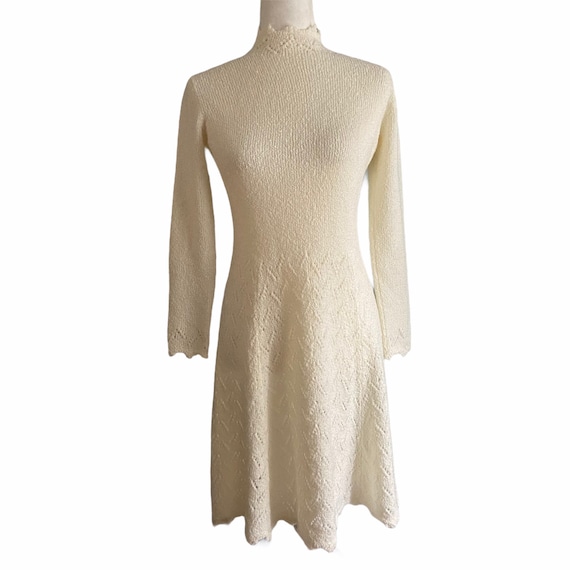 1970’s St. John Crochet Knit High Neck Dress