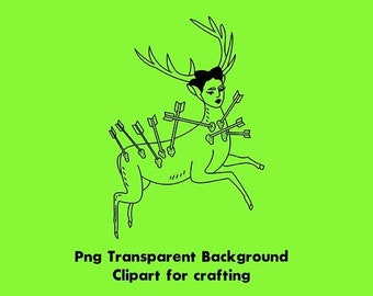 Frida Kahlo Clipart Graphic  // PNG Transparent Background  // Design File  // Cricut Cameo Silhouette / Hand Embroidery / Line Drawing