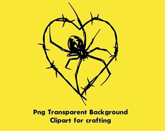 Spider Heart Barbwire Clipart Graphic  // PNG Transparent Background  // Design File // Clipart for crafting // Cricut Cameo Silhouette