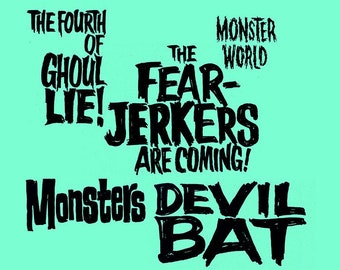 Monster Magazine // The Famous Monsters of Filmland // Horror Headliners // Text PNG Files // For Movie Monsters Content Creators // Type