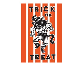 Vintage Halloween Black Cat Dancing // Digital Art Graphic // Use for Print or Creative Projects // Digital Download