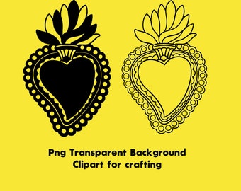 Sacred Heart Clipart Graphic  // PNG Transparent Background  // Design File // Clipart for crafting // Cricut Cameo Silhouette