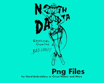 Badlands North Dakota  Western Cowgirl Rodeo Clipart Graphic  // PNG Transparent Background  // Design File // Screenprint // LineDrawing