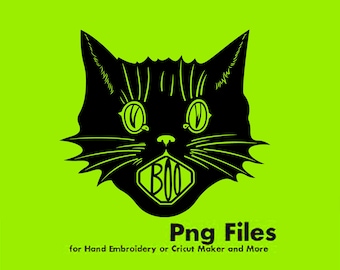 Vintage Halloween Cat Clipart Graphic  // PNG Transparent Background  // Design File  // Screen Print Vector Design